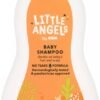 A 500ml bottle of Little Angels Baby Shampoo placed on a soft towel, highlighting its gentle and tear-free formula designed for babies' delicate hair and sensitive skin.