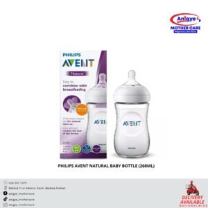 Philips Avent Natural Bottle 1m+ 260ml – Anti-colic bottle with a breast-shaped nipple for newborns.