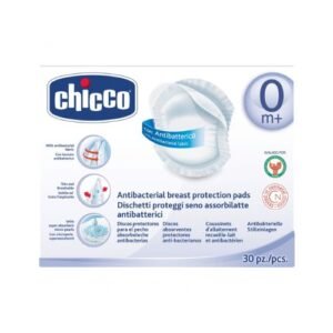 Chicco Natural Feeling 0m+ Antibacterial Breast Protection Pads - 30 pieces pack for breastfeeding moms.