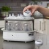 The Tommee Tippee Super Steam Steriliser makes sterilising baby bottles and feeding accessories quick, easy, and reliable. Designed to kill 99.9% of harmful germs using natural steam, this efficient steriliser ensures that your baby’s feeding items are hygienically clean in minutes, giving you peace