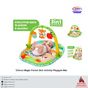 Chicco 3-In-1 Activity Play Gym with colorful toys, a soft mat, and sensory activities, ideal for babies during tummy time, play, and early development.