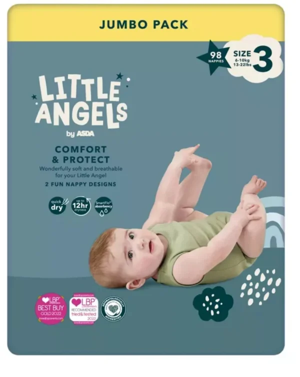 Little Angels Jumbo Pack Comfort & Protect (Size 3, 98 Nappies)