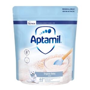 Aptamil Organic Rice 4-6+ months, premium organic baby food with a smooth texture, perfect for weaning and gentle on tiny tummies.