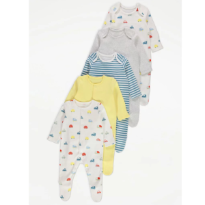 Car Stripe Sleepsuits 5 Pack