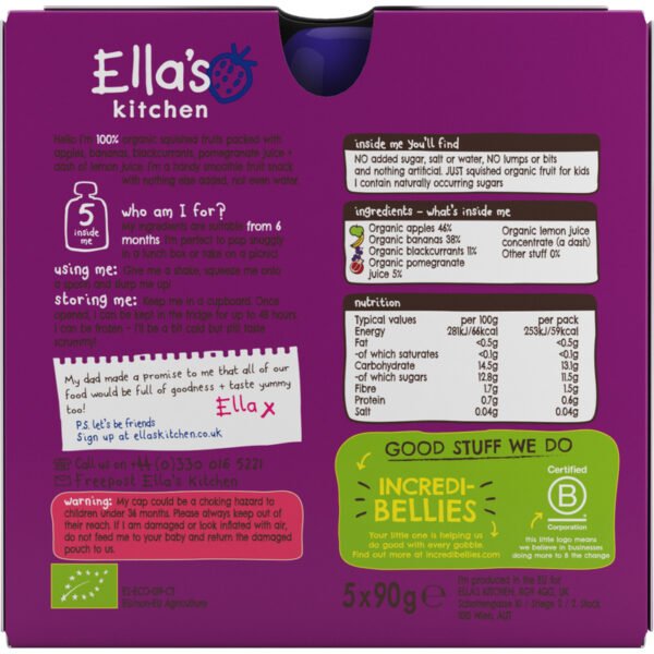 Ella's Kitchen The Purple One Smoothie 90g x 6 Packs - Image 2