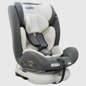 Kidilo BXS-223A Baby Car Seat ISOFIX 360° in a car, showcasing its 360-degree rotation, ISOFIX compatibility, side-impact protection, and comfortable design for children 0-36kg (0-12 years).