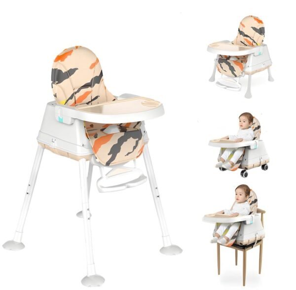 Golden Bee Deluxe 4 in 1 Convertible High Chair for Babies and Toddlers, Feeding Seat with Tray, Wheels, Safety Belt, and Cushion Seat, for Baby Boy & Girl 6 Months to 3 Years - Image 6