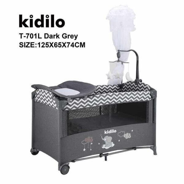 Kidilo Baby Foldable Travel Cot/Playpen with Cradle & Changing Table, Mosquito Net